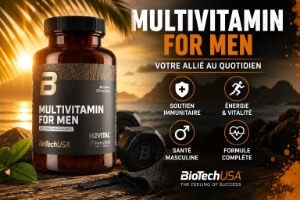 Banniere du des multivitamines organiques de biotech usa pou r les hommes